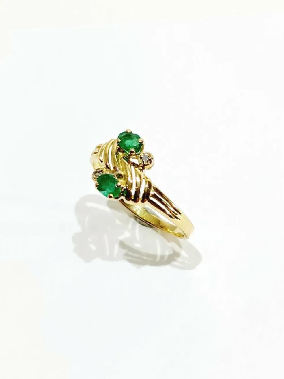 Bague Toi & Moi diamants émeraudes