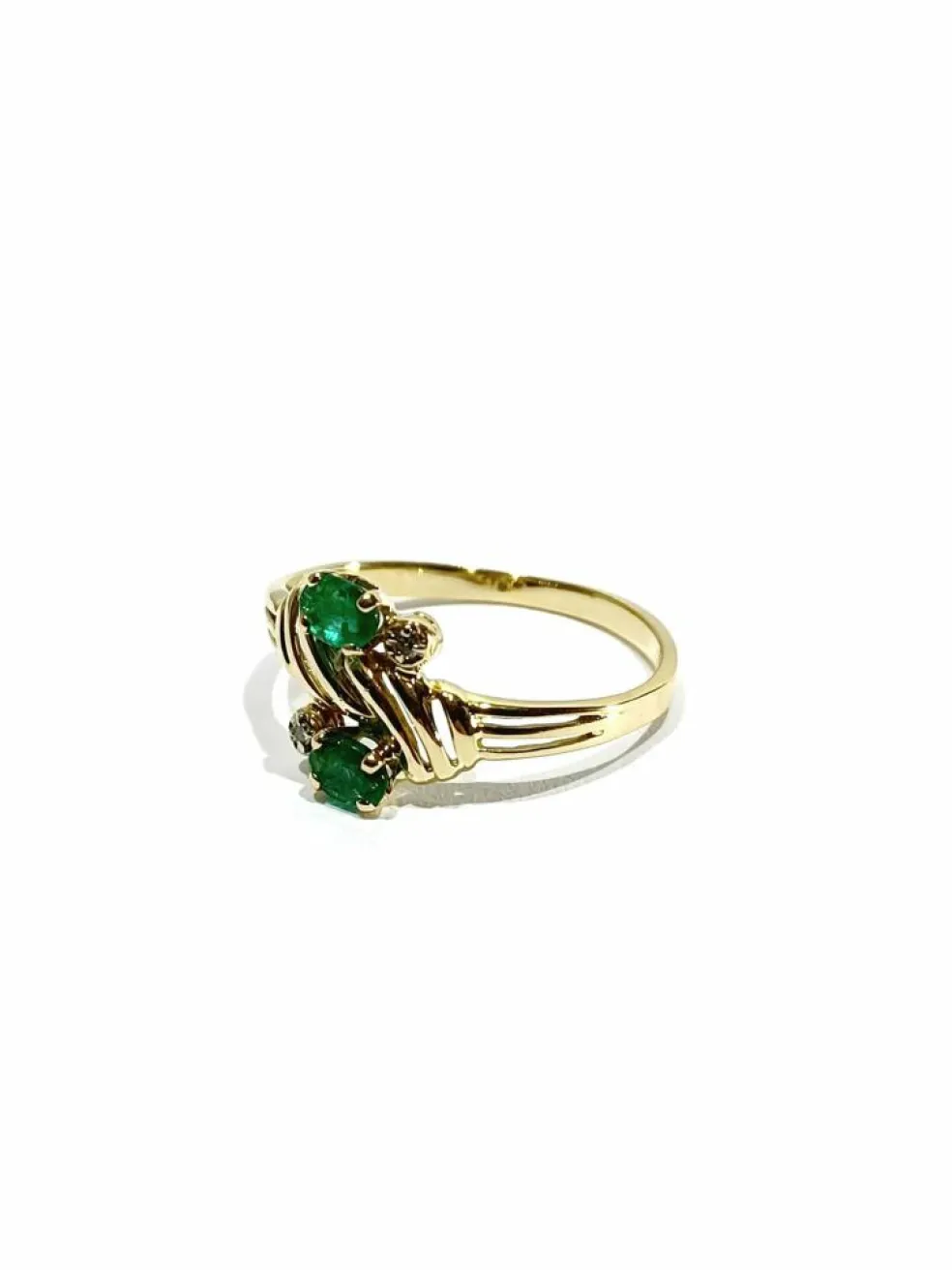 Bague Toi & Moi diamants émeraudes