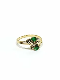 Bague Toi & Moi diamants émeraudes