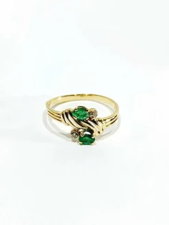 Bague Toi & Moi diamants émeraudes