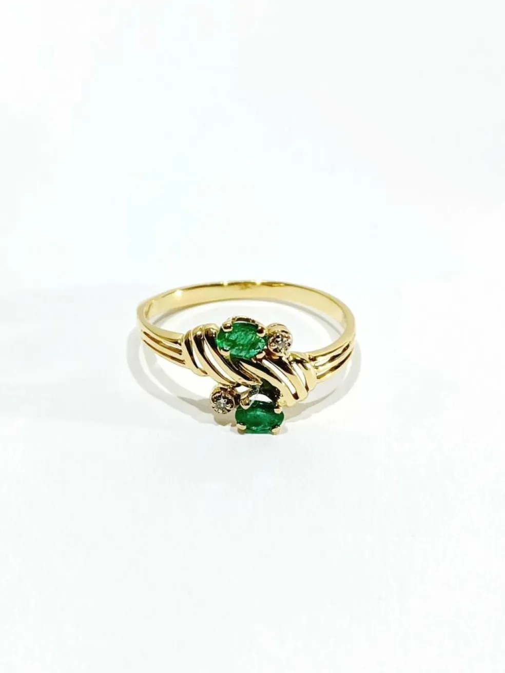 Bague Toi & Moi diamants émeraudes