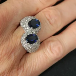 Bague Toi & Moi, Dômes de Saphirs & Diamants
