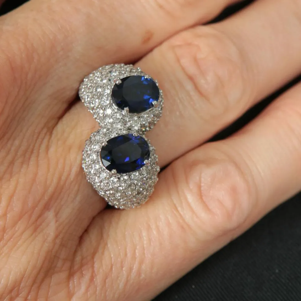 Bague Toi & Moi, Dômes de Saphirs & Diamants