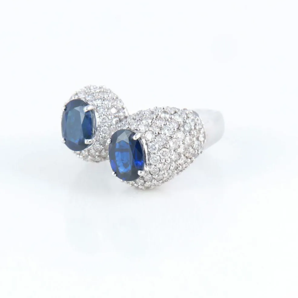 Bague Toi & Moi, Dômes de Saphirs & Diamants