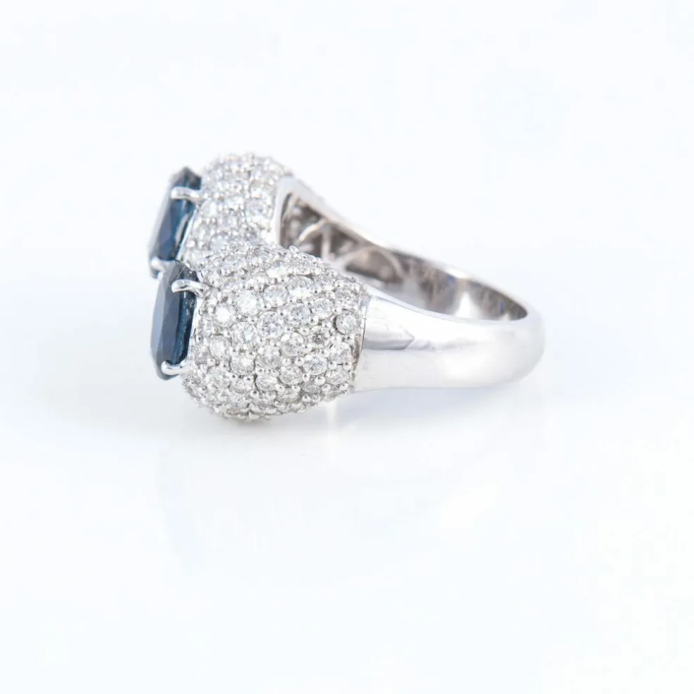 Bague Toi & Moi, Dômes de Saphirs & Diamants