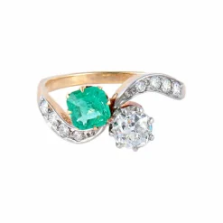 Bague Toi & Moi Emeraude Diamant