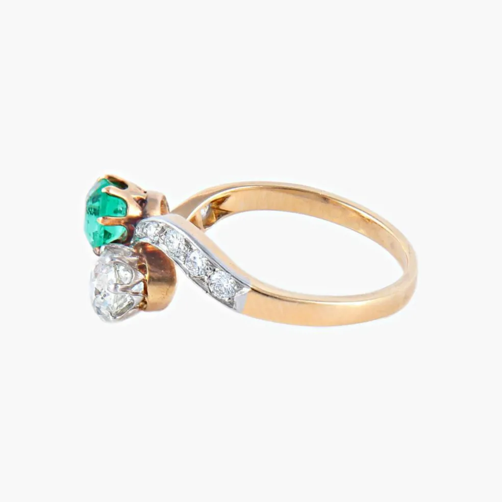 Bague Toi & Moi Emeraude Diamant