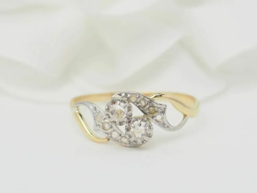 Bague Toi & Moi en or bicolore et diamants