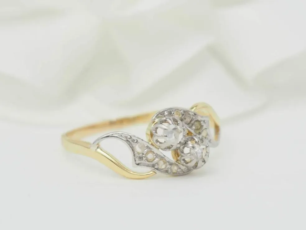 Bague Toi & Moi en or bicolore et diamants