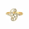 Bague Toi & Moi en or jaune et gris, diamants taille rose