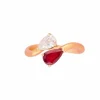 Bague Toi & Moi en or jaune 18k rubis et diamant