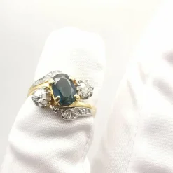 Bague toi & moi en or jaune saphir et diamants
