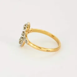 Bague Toi & Moi en or jaune et gris, diamants taille rose