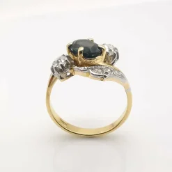 Bague toi & moi en or jaune saphir et diamants