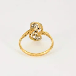 Bague Toi & Moi en or jaune et gris, diamants taille rose