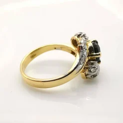 Bague toi & moi en or jaune saphir et diamants