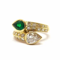 Bague Toi & Moi émeraude & diamants