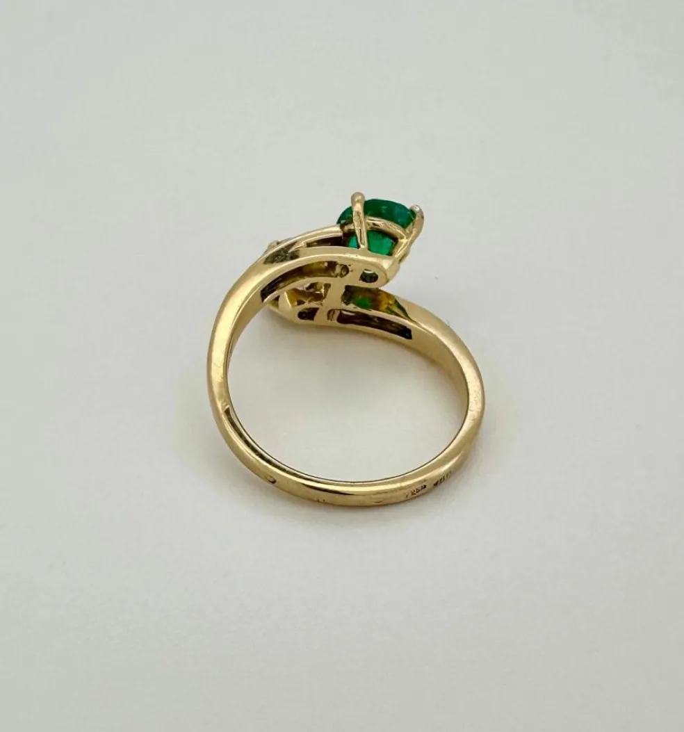 Bague toi & moi émeraude diamants