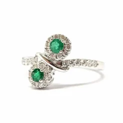 Bague Toi & Moi émeraudes & diamants