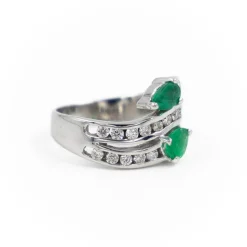 Bague Toi & Moi Or blanc Emeraude
