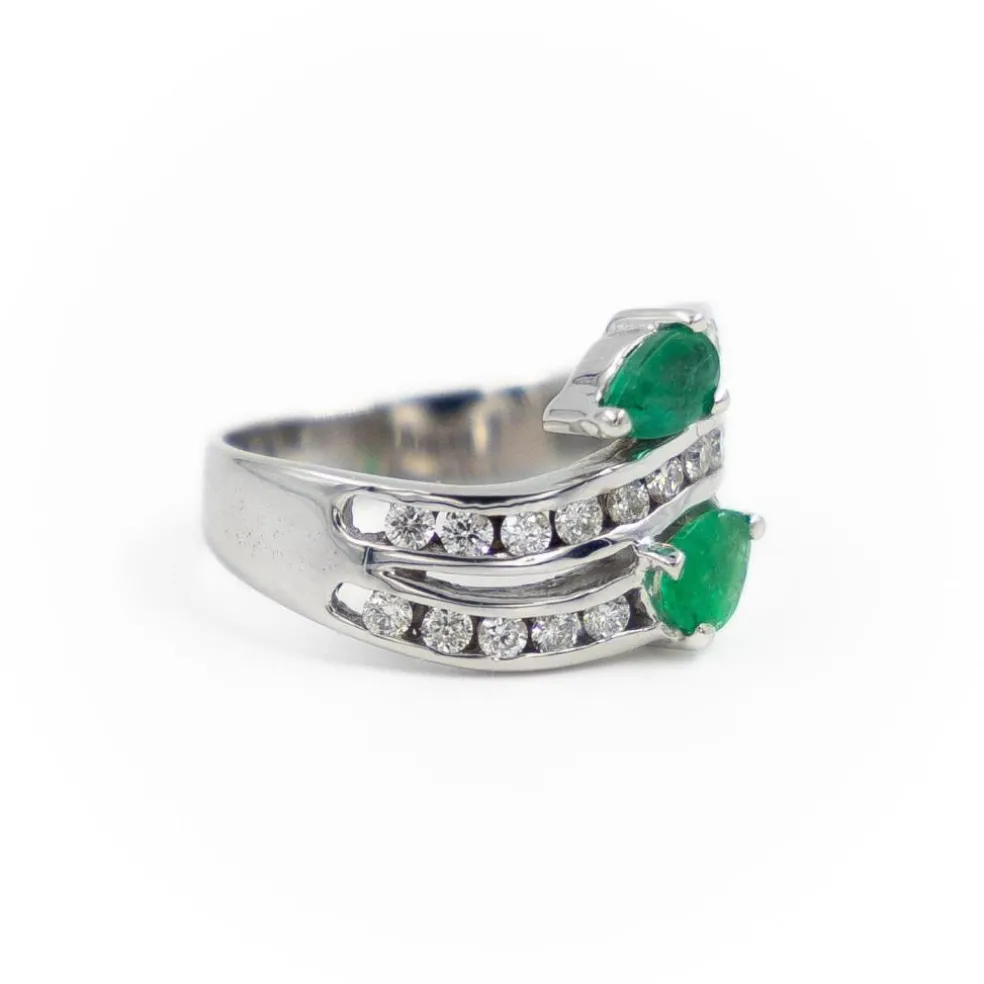 Bague Toi & Moi Or blanc Emeraude