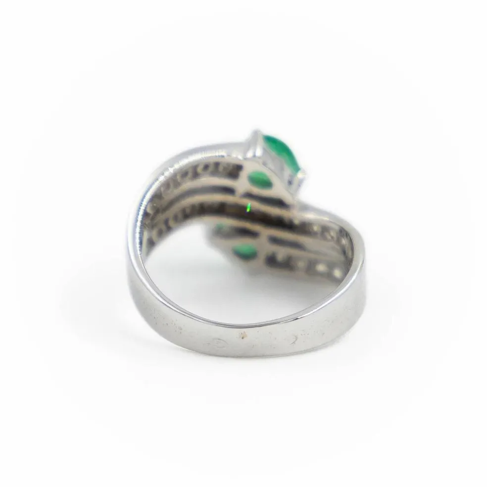 Bague Toi & Moi Or blanc Emeraude