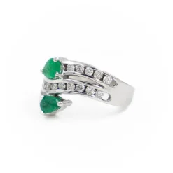 Bague Toi & Moi Or blanc Emeraude