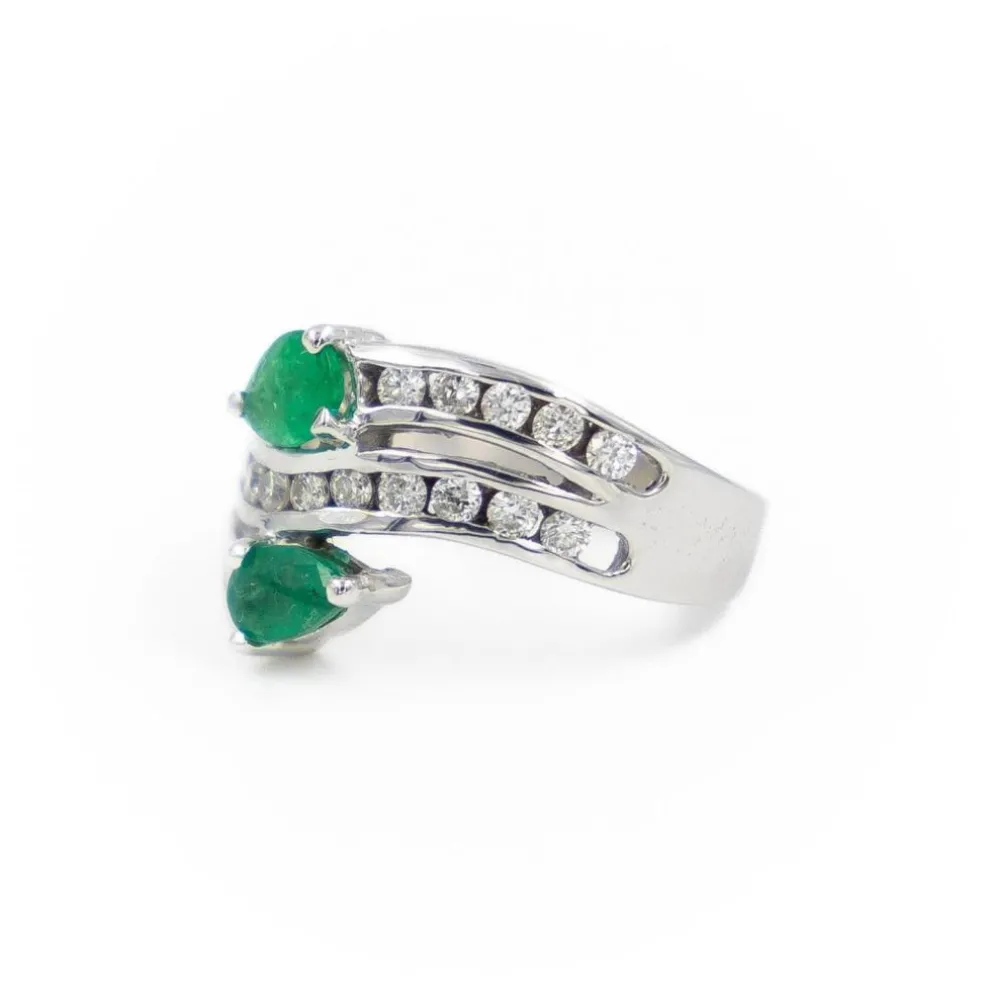 Bague Toi & Moi Or blanc Emeraude