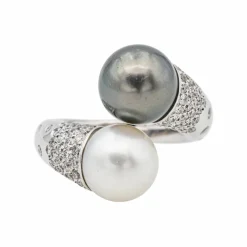 Bague Toi & moi Or blanc Perle, Diamant