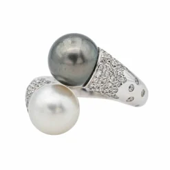 Bague Toi & moi Or blanc Perle, Diamant
