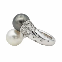Bague Toi & moi Or blanc Perle, Diamant