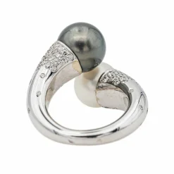 Bague Toi & moi Or blanc Perle, Diamant