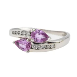 Bague Toi & Moi Or blanc Saphir rose