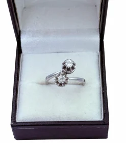 Bague Toi & Moi or gris diamants
