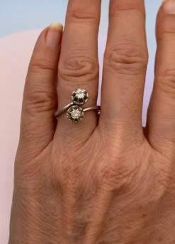 Bague Toi & Moi or gris diamants