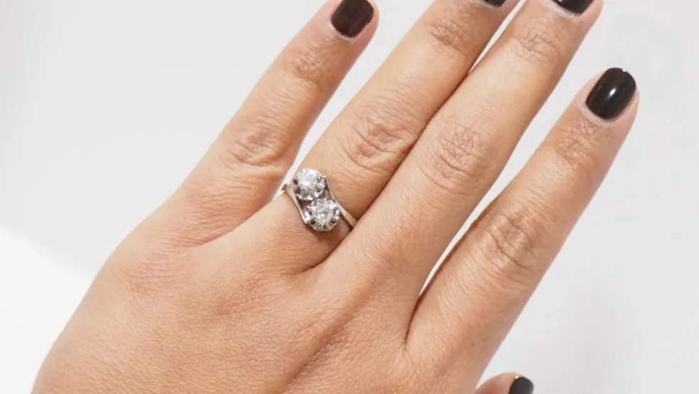 Bague Toi & Moi or gris et diamants