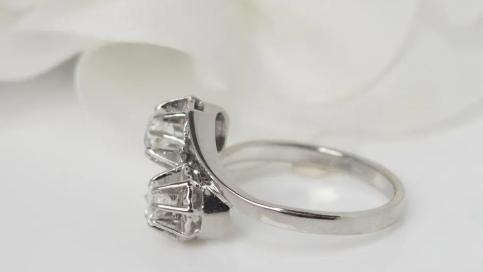Bague Toi & Moi or gris et diamants