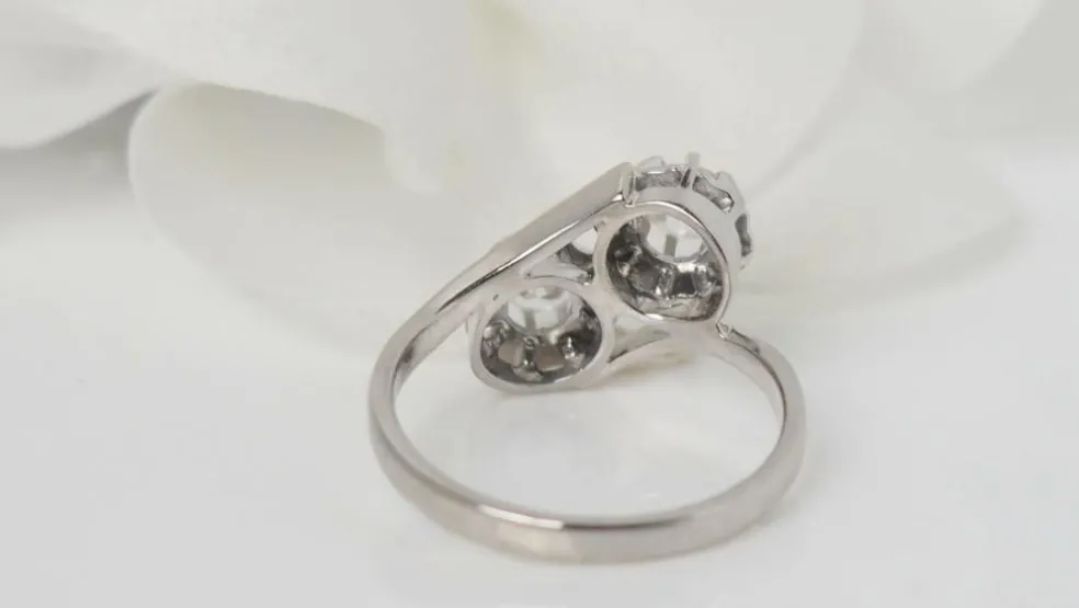 Bague Toi & Moi or gris et diamants