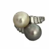 Bague Toi & Moi Or Gris, Perles Akoya et Tahiti, Diamants