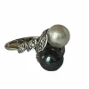 Bague Toi & Moi Or Gris Perles Diamants