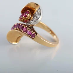 Bague Toi & Moi or jaune et rubis