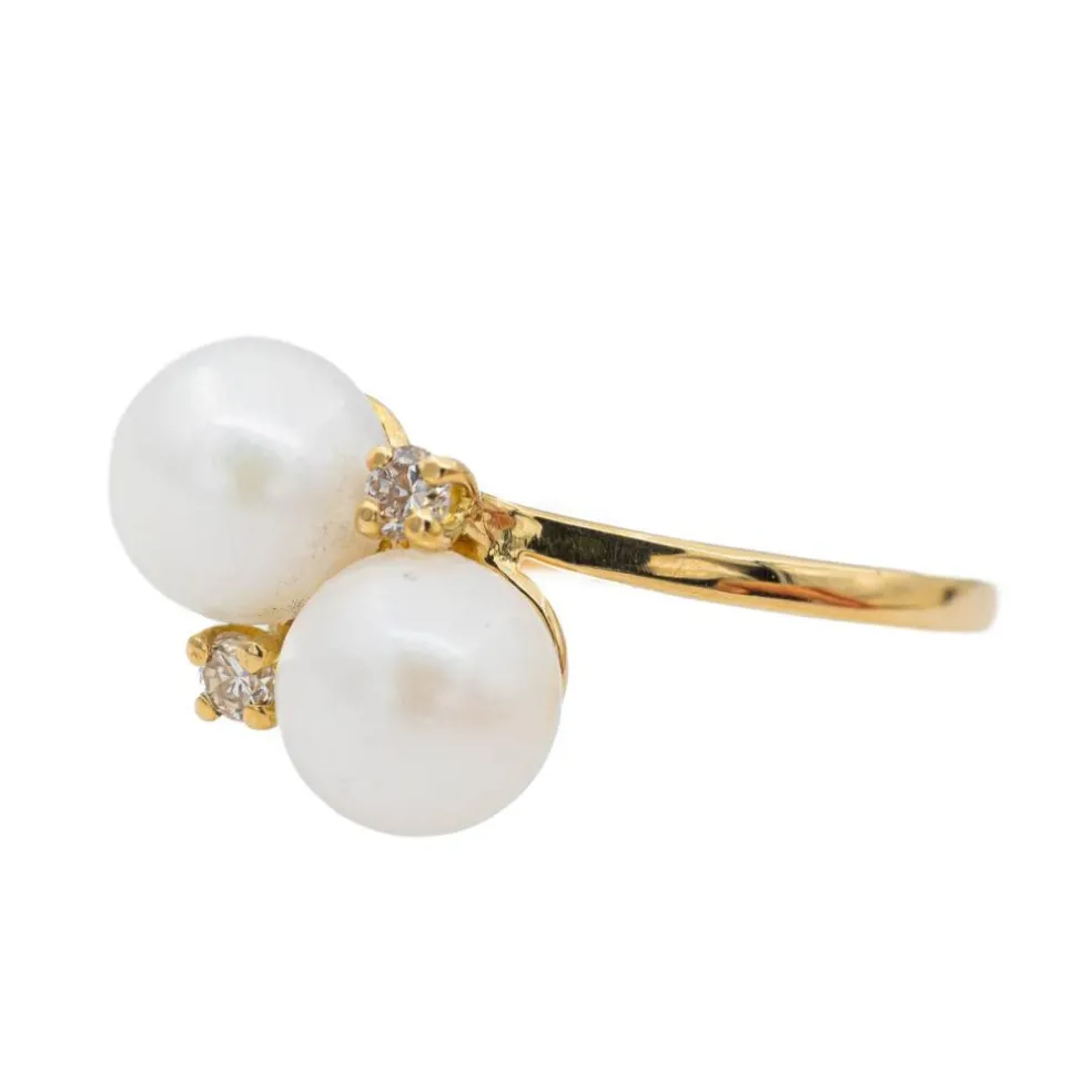 Bague Toi & Moi Or jaune Perle