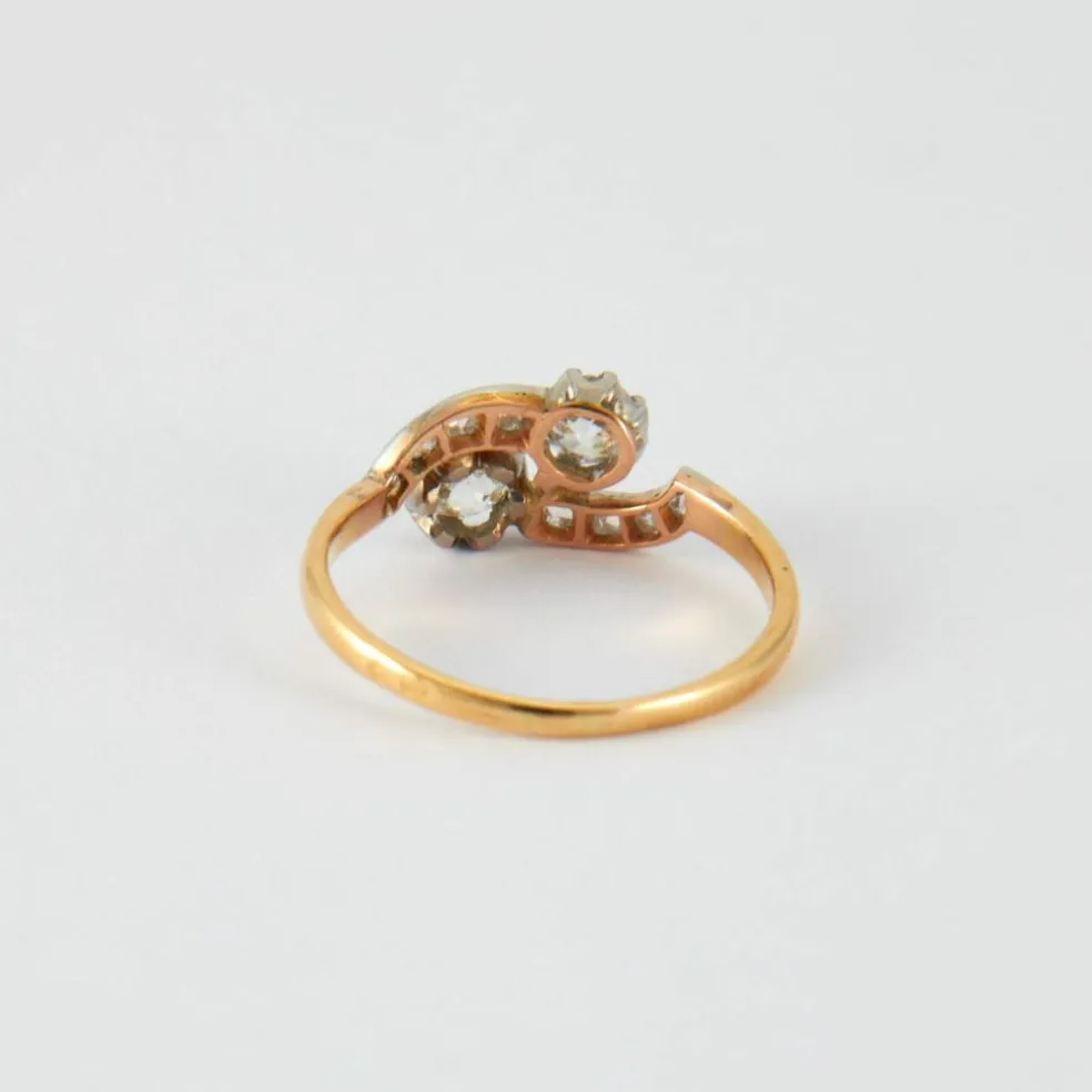 Bague Toi & Moi Or Jaune Platine Diamants