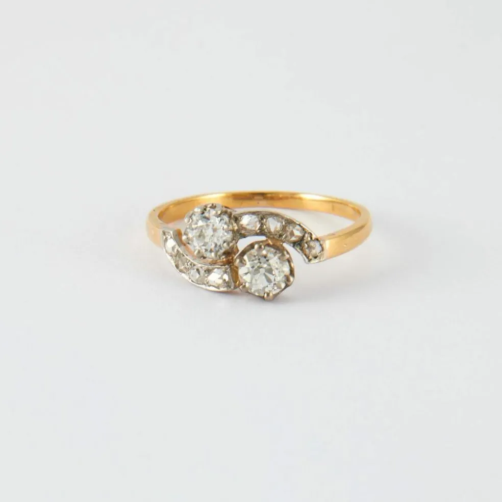 Bague Toi & Moi Or Jaune Platine Diamants
