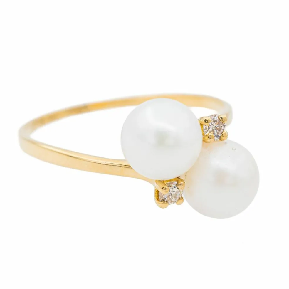 Bague Toi & Moi Or jaune Perle