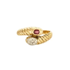 Bague Toi & Moi or jaune rubis et diamants