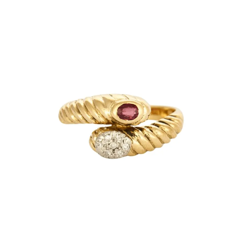 Bague Toi & Moi or jaune rubis et diamants