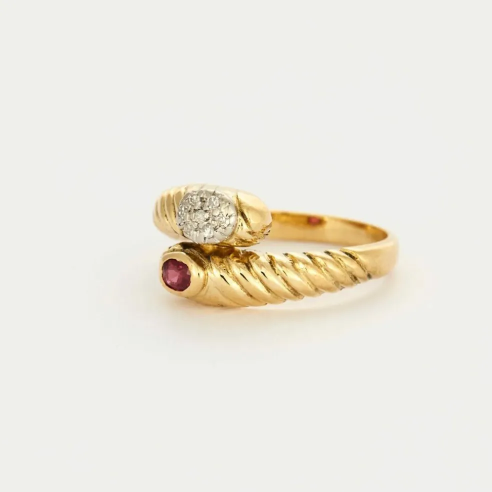 Bague Toi & Moi or jaune rubis et diamants