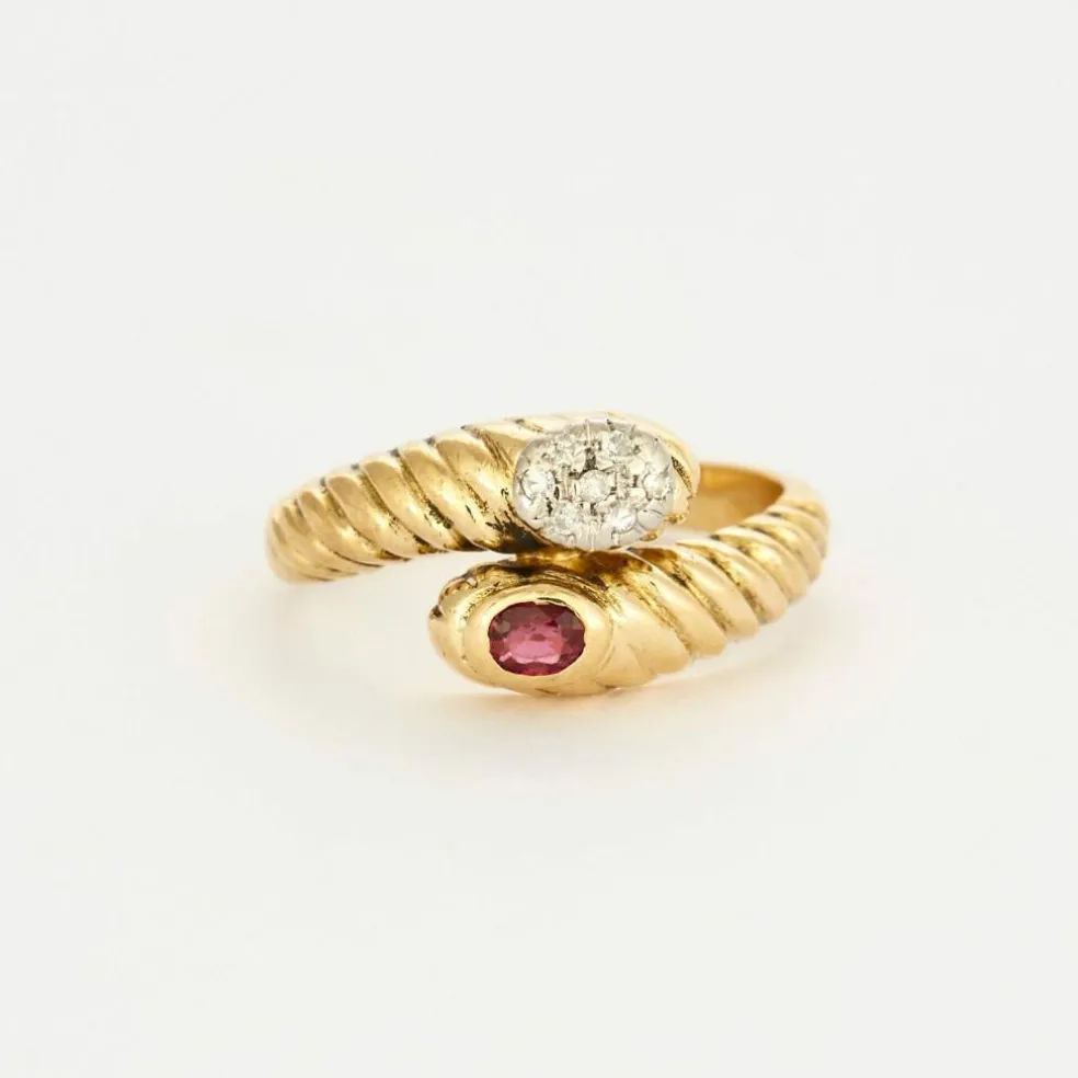 Bague Toi & Moi or jaune rubis et diamants