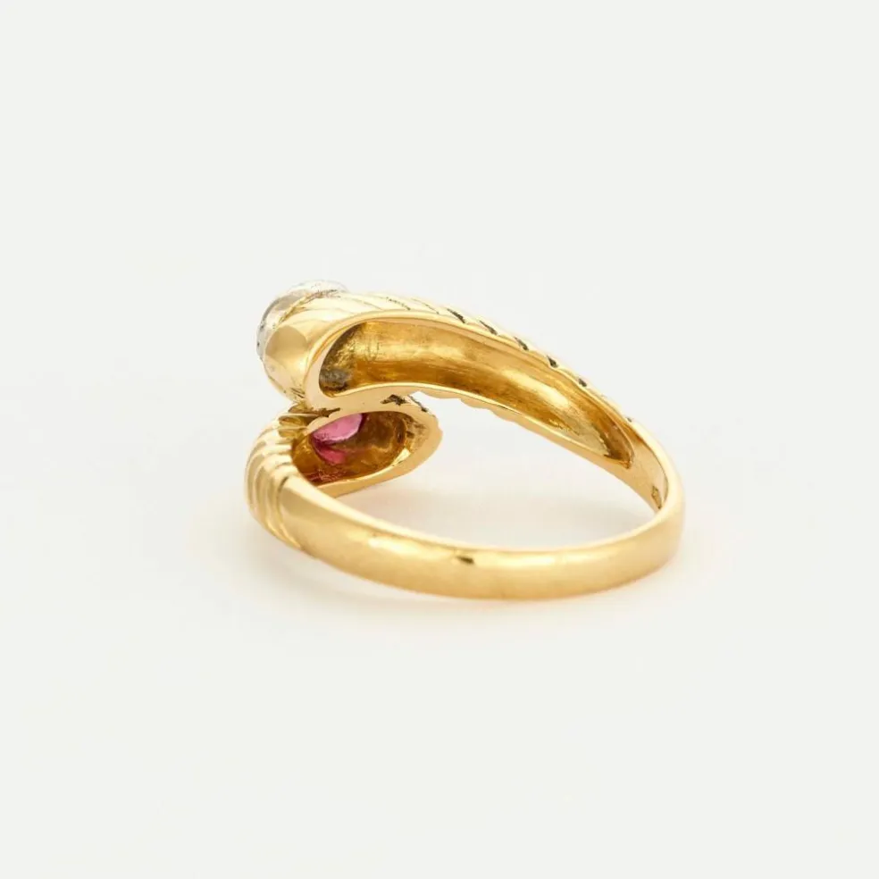 Bague Toi & Moi or jaune rubis et diamants